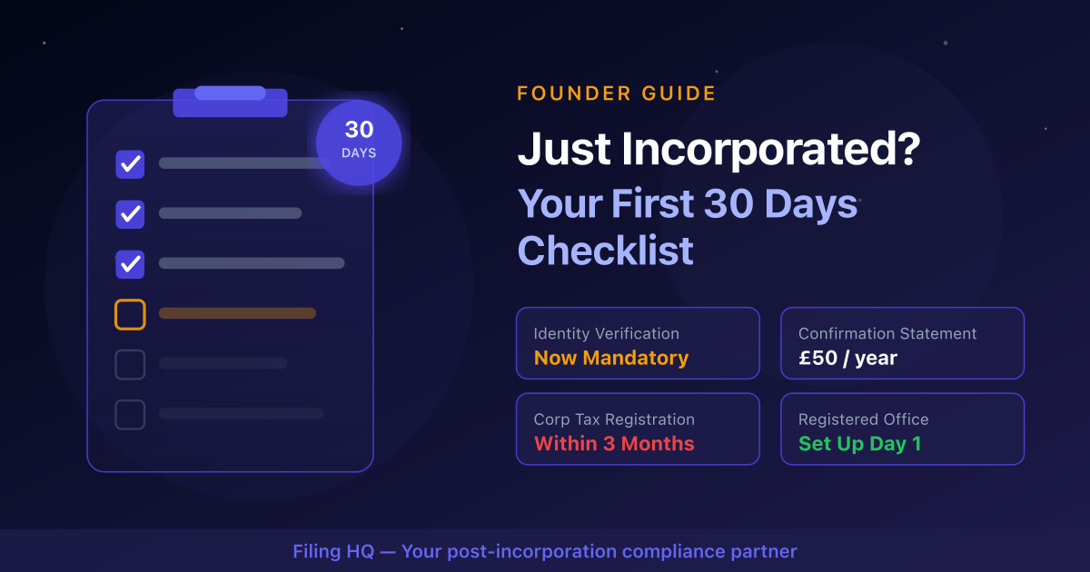 Just Incorporated? The 30-Day Checklist Every UK Founder Needs